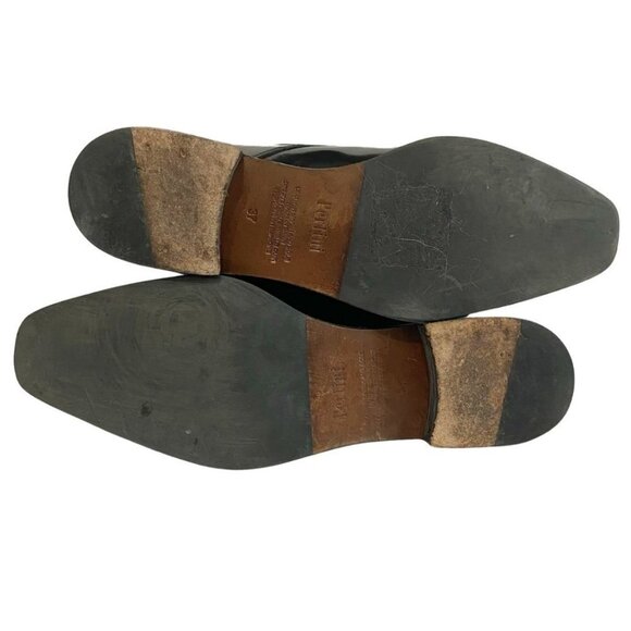 PERTINI WOMEN'S BLACK GLOSSY LEATHER LACE UP LOAFERS - 7 - Picture 5 of 8